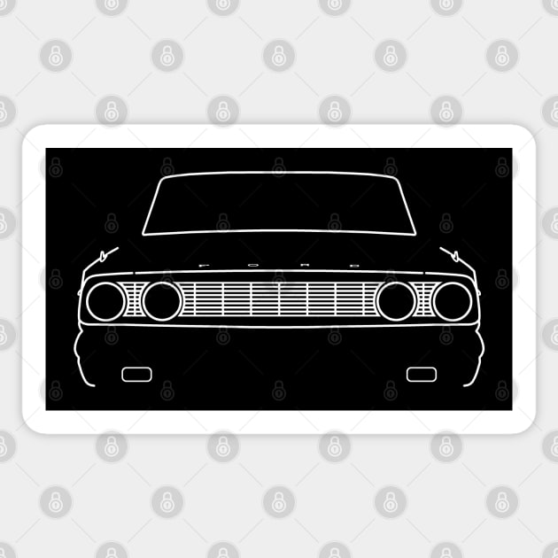 Ford Fairlane 1964 classic car outline graphic (white) Sticker by soitwouldseem